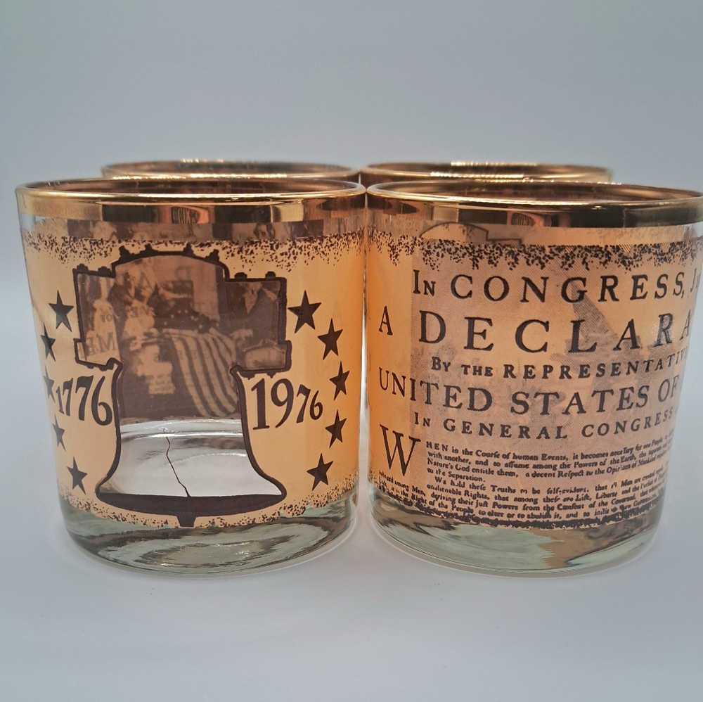 Vintage 1776 to 1976 Bicentennial Declaration of Independence whiskey lowball gl